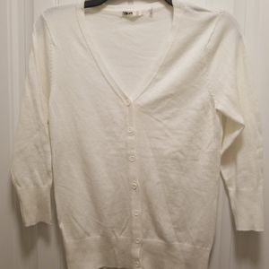Stitch Fix Mak White Button Up Cropped Cardigan